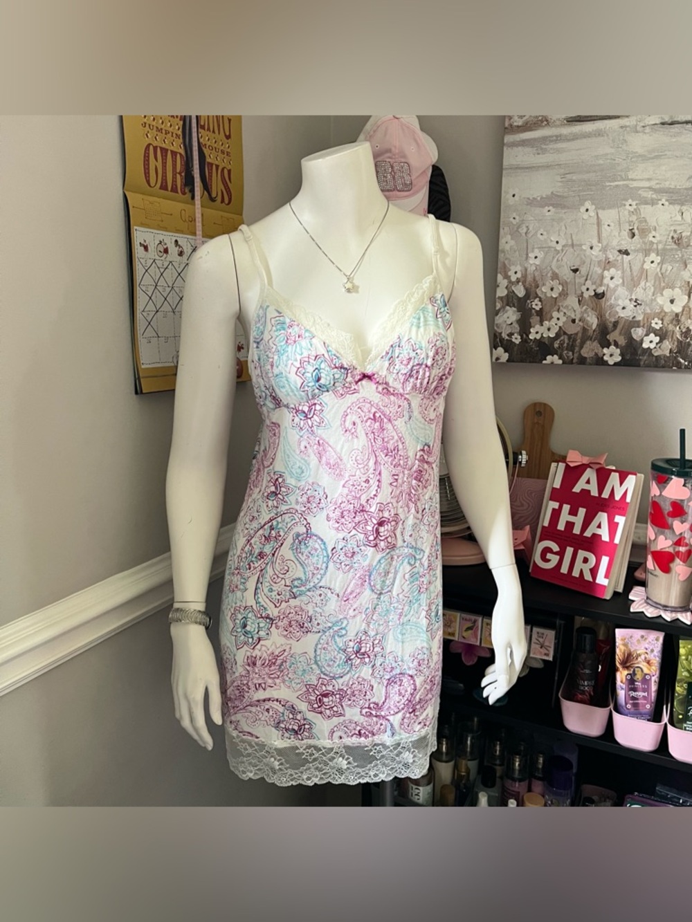 APT.9 Paisley Lace Trim Slip Dress – Large